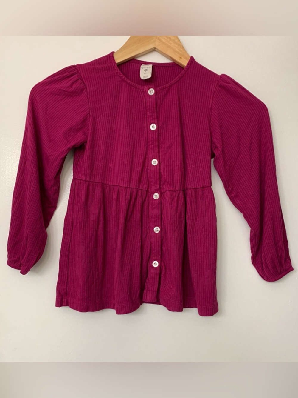 Kate Quinn Solid Burgundy Button Down Long Sleeve Top Modal Blend Sz 6Y